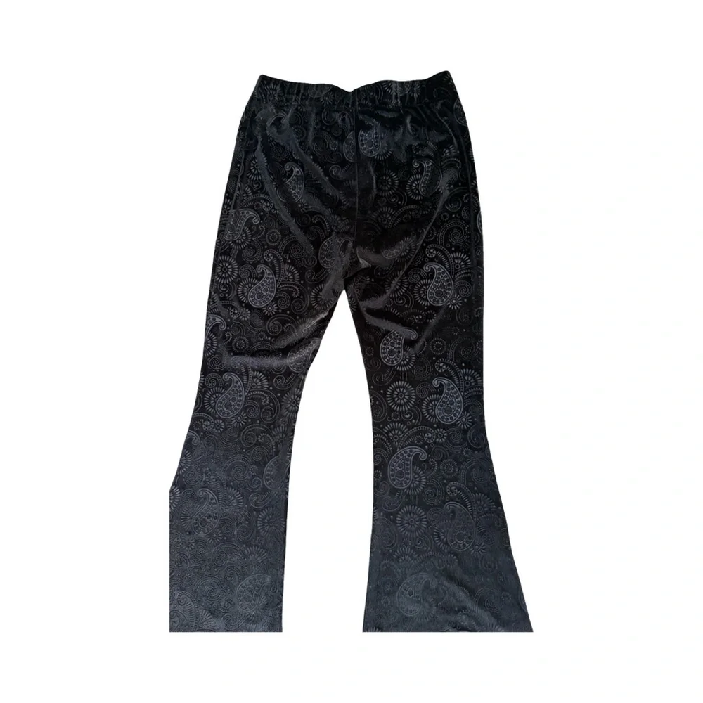 Goth Velvet Boho Gypsy Black Paisley Flare Pants - Picture 10 of 11